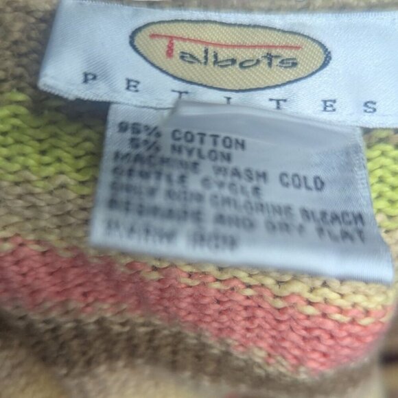 Talbots Multicolor Full Zip Pastel Striped Knit Long Sleeve Cardigan Size M Pet - Picture 5 of 5